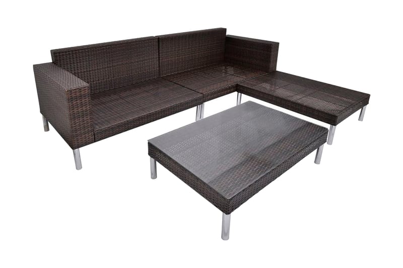 Loungegrupp Utomhus för trädgården med dynor 4 delar konstrotting br - Brun - Utemöbler - Loungemöbler