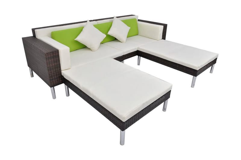 Loungegrupp Utomhus för trädgården med dynor 4 delar konstrotting br - Brun - Utemöbler - Loungemöbler