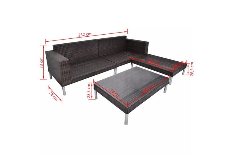 Loungegrupp Utomhus för trädgården med dynor 4 delar konstrotting br - Brun - Utemöbler - Loungemöbler