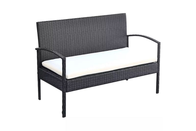 Loungegrupp Utomhus för trädgården med dynor 4 delar konstrotting sv - Svart - Utemöbler - Loungemöbler