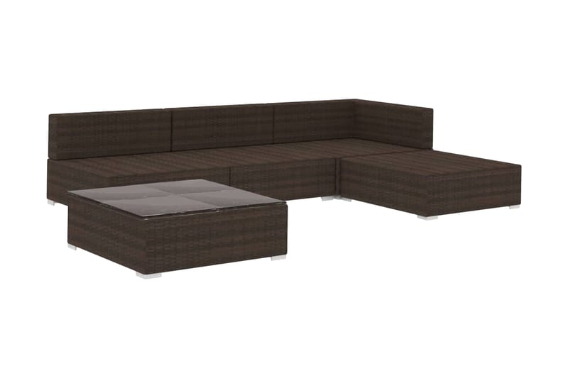 Loungegrupp Utomhus för trädgården med dynor 5 delar konstrotting br - Brun - Utemöbler - Loungemöbler