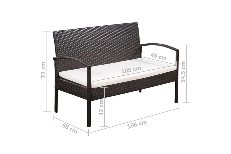 Loungegrupp Utomhus för trädgården med dynor 5 delar konstrotting br - Brun - Utemöbler - Loungemöbler