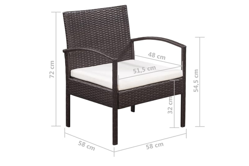 Loungegrupp Utomhus för trädgården med dynor 5 delar konstrotting br - Brun - Utemöbler - Loungemöbler