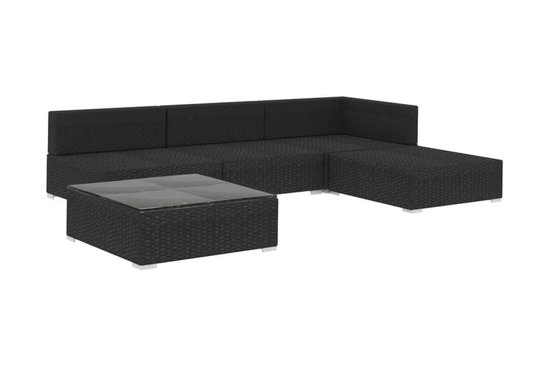 Loungegrupp Utomhus för trädgården med dynor 5 delar konstrotting sv - Svart - Utemöbler - Loungemöbler