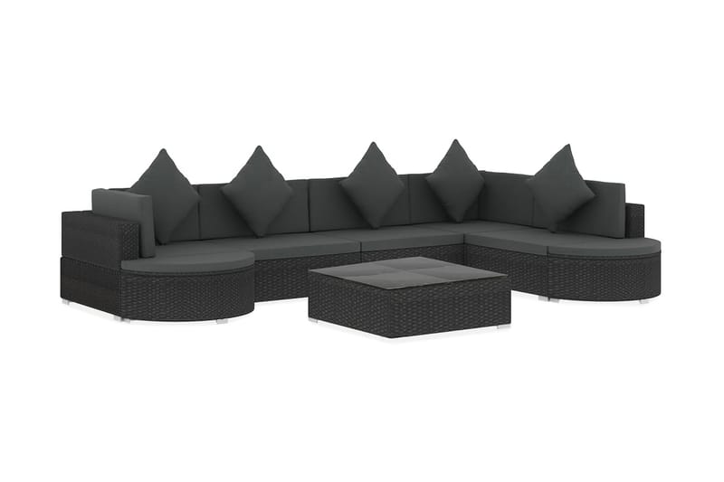 Loungegrupp Utomhus för trädgården med dynor 8 delar konstrotting sv - Svart - Utemöbler - Loungemöbler