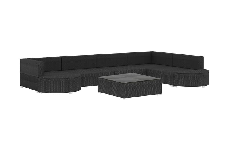 Loungegrupp Utomhus för trädgården med dynor 8 delar konstrotting sv - Svart - Utemöbler - Loungemöbler