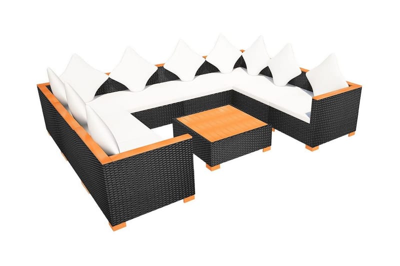 Loungegrupp Utomhus för trädgården med dynor 9 delar konstrotting sv - Svart - Utemöbler - Loungemöbler