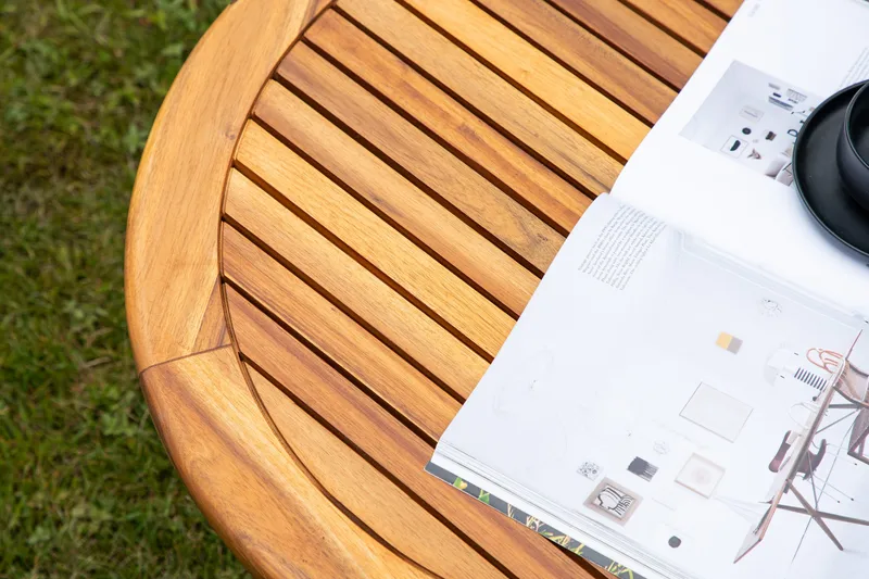 Lumpur Runt Soffbord och Sidobord Ribbor Utomhus 70 cm - Brun - Utemöbler - Loungemöbler