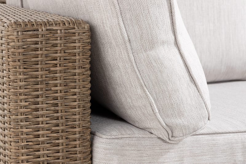 Marcus 6-sits Loungegrupp - Mörkbeige / Vita dynor - Utemöbler - Utegrupp - Loungegrupp