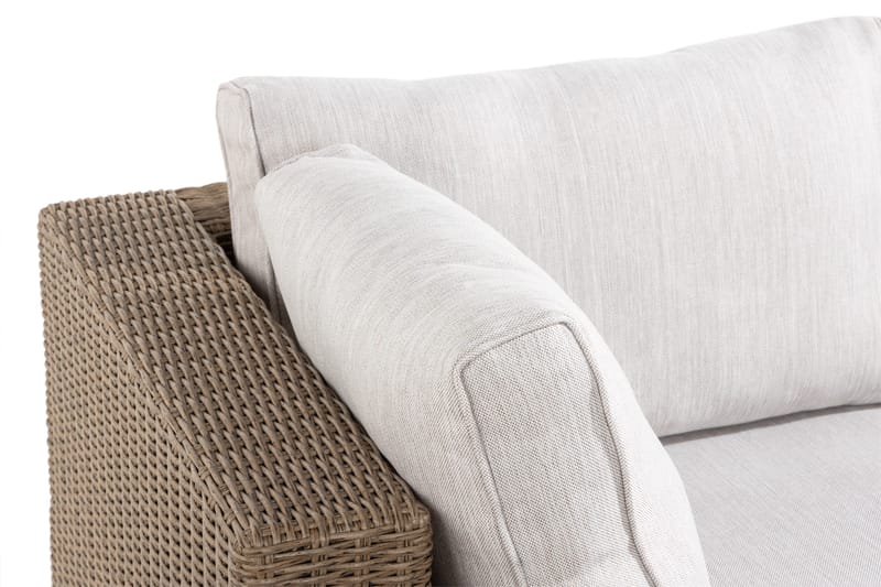 Marcus 6-sits Loungegrupp - Mörkbeige / Vita dynor - Utemöbler - Utegrupp - Loungegrupp
