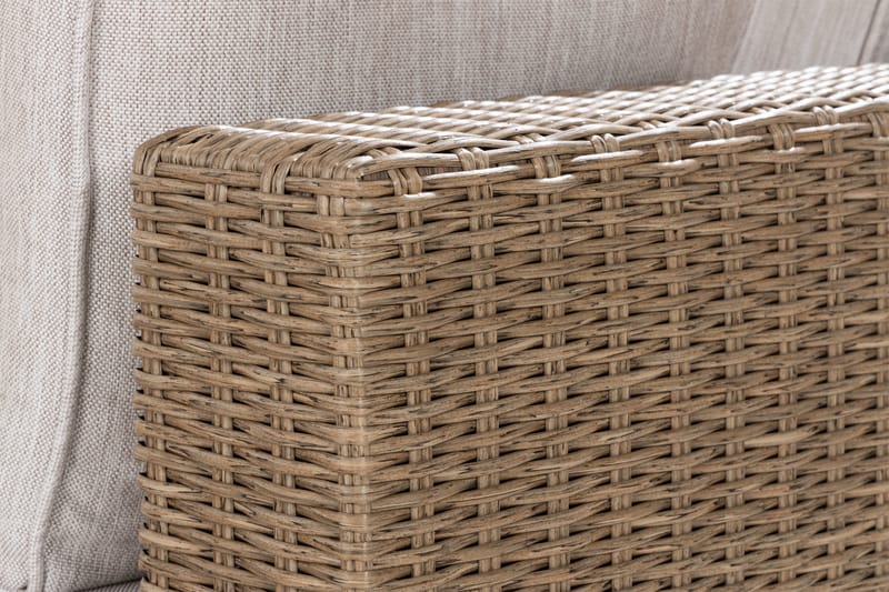 Marcus 6-sits Loungegrupp - Mörkbeige / Vita dynor - Utemöbler - Utegrupp - Loungegrupp