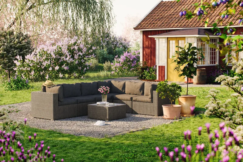 Marcus Loungegrupp - Brun / Sand / Gråa dynor - Utemöbler - Utegrupp - Loungegrupp