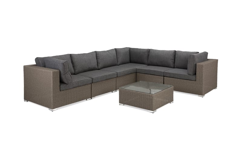 Marcus Loungegrupp - Brun / Svarta dynor - Utemöbler - Utegrupp - Loungegrupp