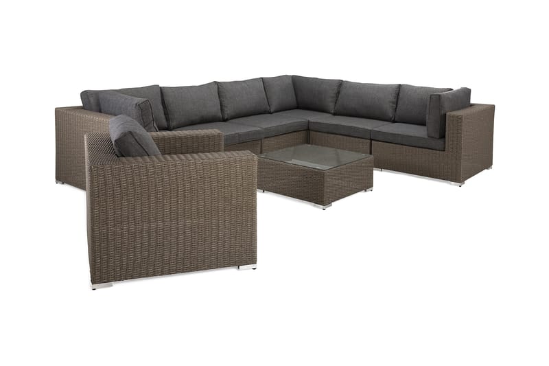 Marcus Loungegrupp - Brun / Svarta dynor - Utemöbler - Utegrupp - Loungegrupp