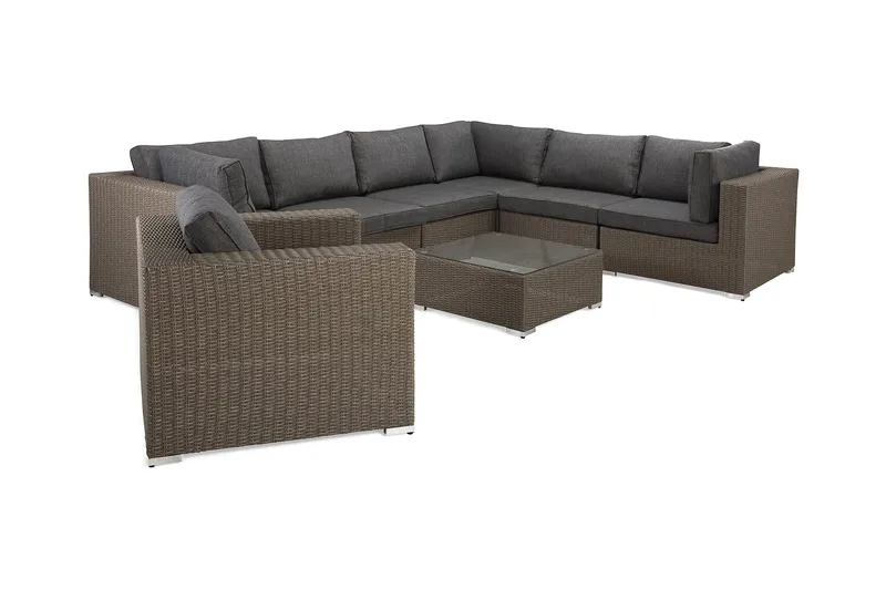 Marcus Loungegrupp - Brun / Svarta dynor - Utemöbler - Utegrupp - Loungegrupp