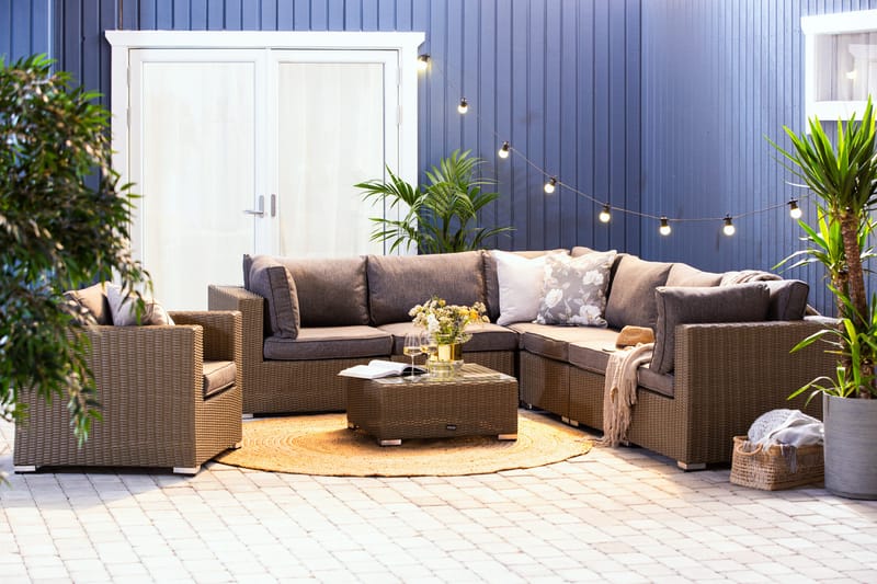 Marcus Loungegrupp - Brun / Svarta dynor - Utemöbler - Utegrupp - Loungegrupp