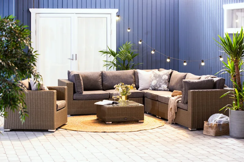 Marcus Loungegrupp - Brun / Svarta dynor - Utemöbler - Utegrupp - Loungegrupp