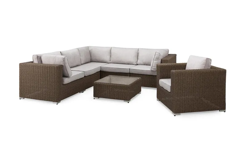 Marcus Loungegrupp - Brun / Vita dynor - Utemöbler - Utegrupp - Loungegrupp