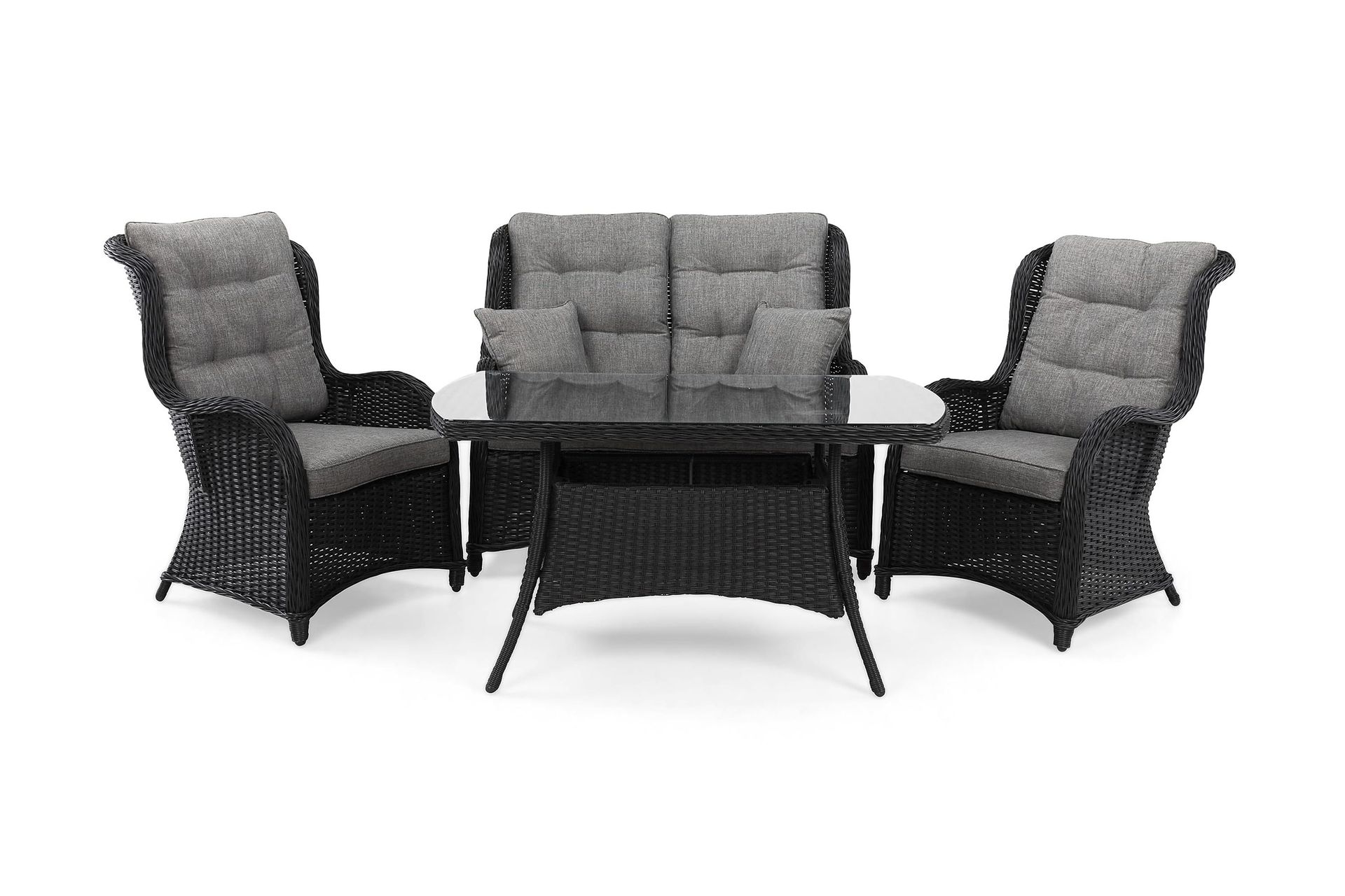 marcus soffgrupp 2-sits ink. fåtöljer - svart / gråa dynor