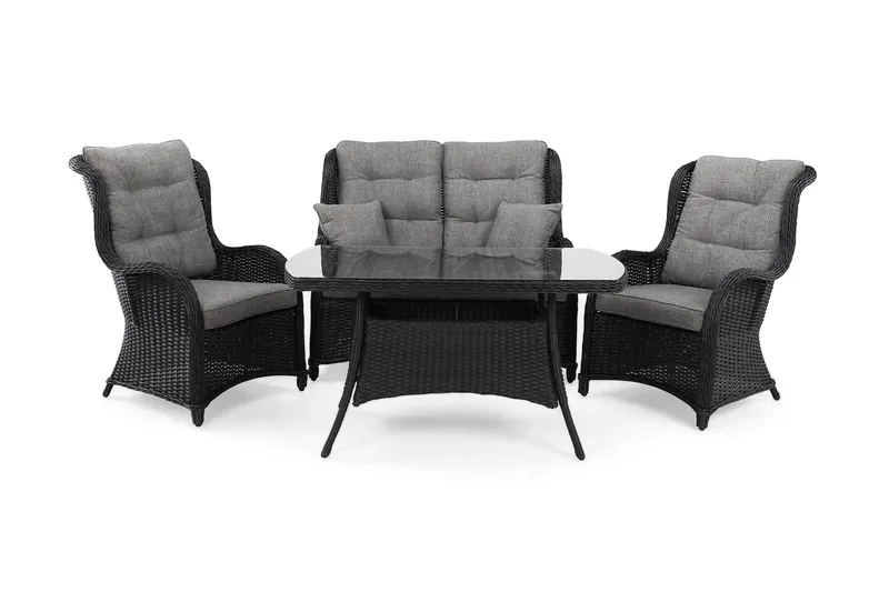 Marcus Soffgrupp 2-sits Ink. Fåtöljer, Svart / Gråa dynor