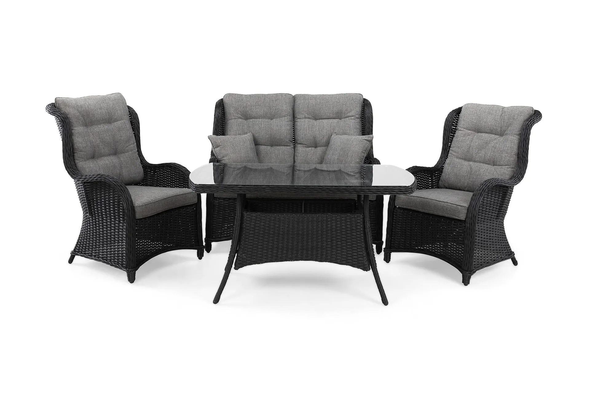 marcus soffgrupp 2-sits ink. fåtöljer - svart / gråa dynor