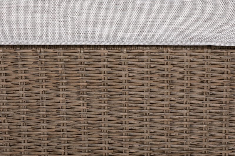 Marcus Stor Loungegrupp Utomhus - 6-sits Loungeset i Konstrotting för Uteplats och Trädgård - Beige / Vita dynor - Utemöbler - Utegrupp - Loungegrupp