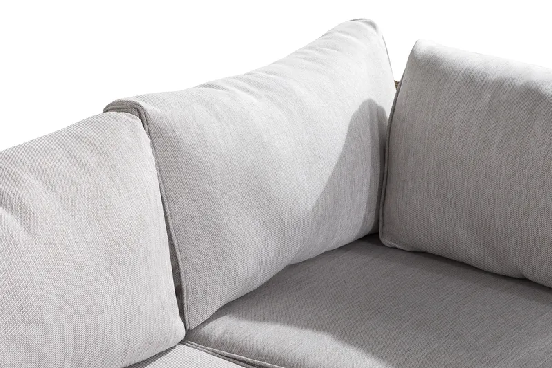 Marcus Stor Loungegrupp Utomhus - 6-sits Loungeset i Konstrotting för Uteplats och Trädgård - Beige / Vita dynor - Utemöbler - Utegrupp - Loungegrupp