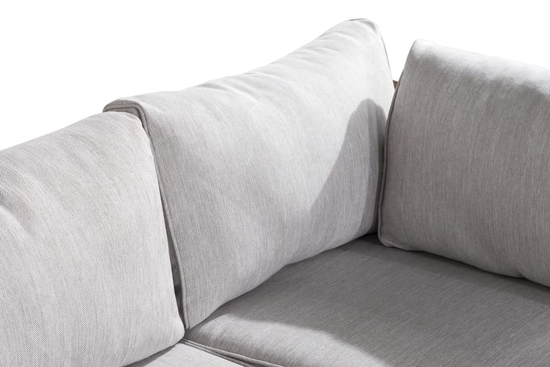 Marcus Stor Loungegrupp Utomhus - 7-sits Loungeset i Konstrotting för Uteplats och Trädgård - Beige / Vita dynor - Utemöbler - Utegrupp - Loungegrupp