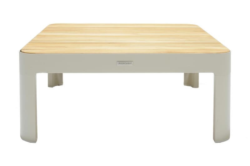 PORTALS soffbord 72 cm Vit/Teak - Loungemöbler - Sidobord utomhus - Soffbord utomhus & loungebord