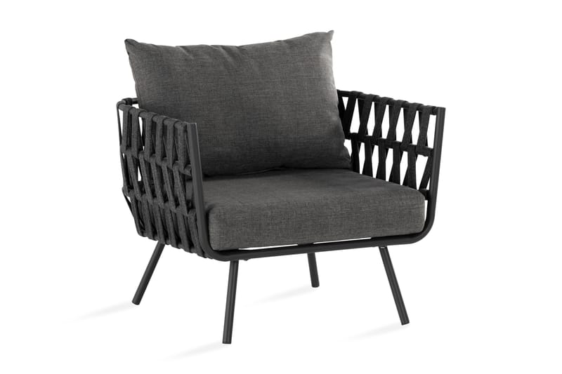 SANDINA Fåtölj Rep/Svart/Grå - Loungemöbler - Utefåtöljer & loungefåtöljer