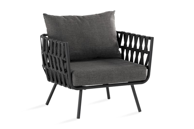 Sandina Utefåtölj – Loungefåtölj för Utemöbler, Svart / Grå