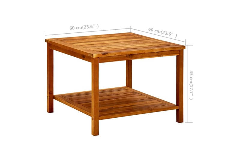 Soffbord 60x60x45 cm massivt akaciaträ - Brun - Utemöbler - Loungemöbler