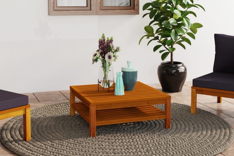 Soffbord 65x65x35 cm massivt akaciaträ - Brun - Utemöbler - Loungemöbler