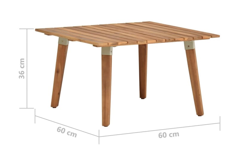 Trädgårdsbord 60x60x36 cm massivt akaciaträ - Vit - Soffbord utomhus & loungebord - Sidobord utomhus - Loungemöbler