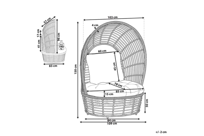 Trädgårdsfåtölj konstrotting natur/vit LIDO - Trä/natur - Utemöbler - Loungemöbler