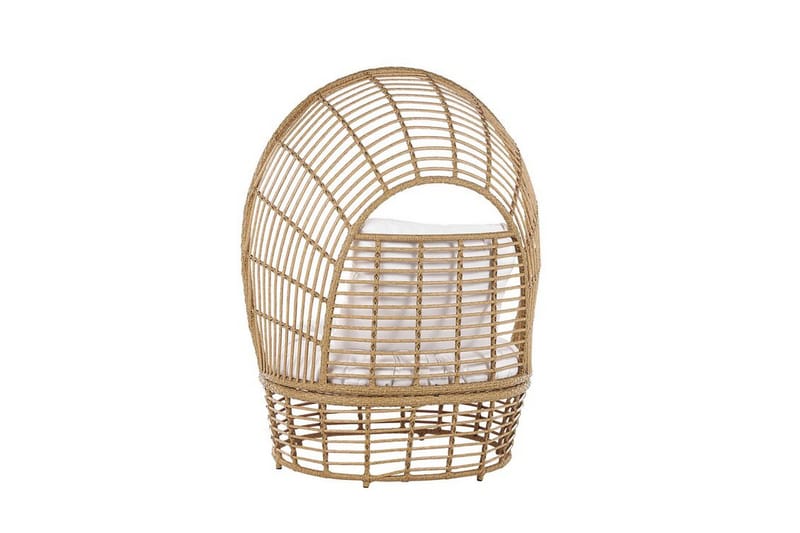 Trädgårdsfåtölj konstrotting natur/vit LIDO - Trä/natur - Utemöbler - Loungemöbler