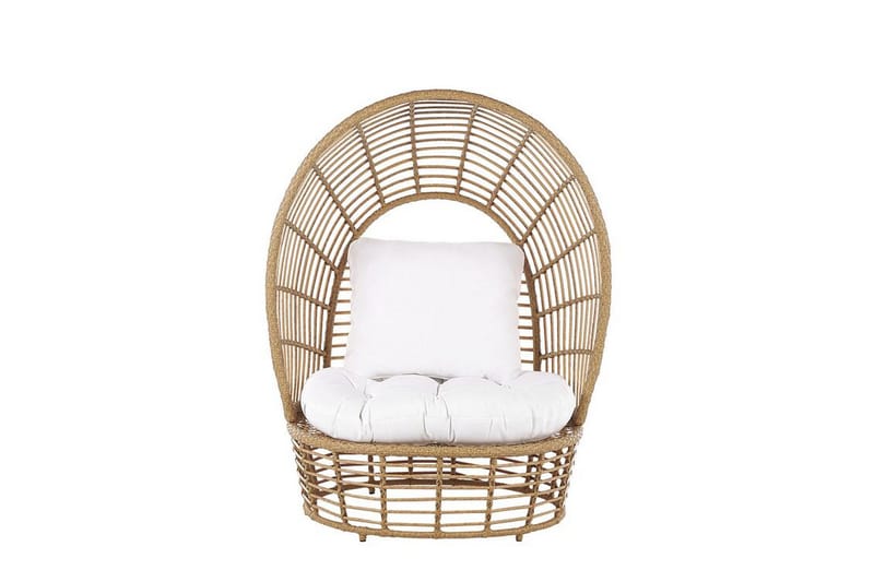 Trädgårdsfåtölj konstrotting natur/vit LIDO - Trä/natur - Utemöbler - Loungemöbler