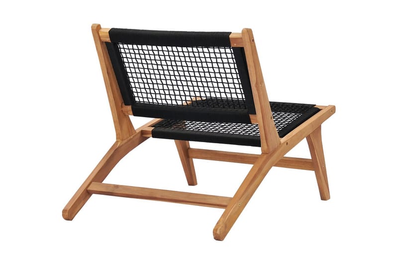 Trädgårdsstol med fotpall massiv teak och rep - Brun - Loungemöbler - Utefåtöljer & loungefåtöljer