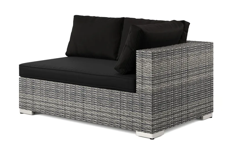 Bahamas Högermodul utomhus 140 cm i konstrotting - Grå - Utemöbler - Övrigt utemöbler - Modulsoffa utomhus - Vänstermodul utesoffa