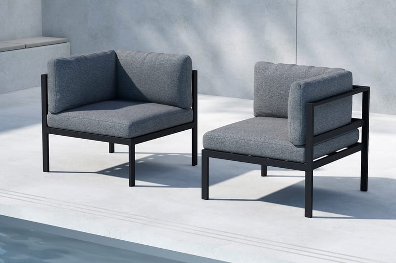 Hörnmodul Copacabana 74 cm Utomhus - Svart - Utemöbler - Övrigt utemöbler - Modulsoffa utomhus - Hörnmodul utesoffa
