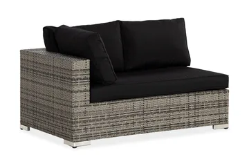 Bahamas Högermodul utomhus 140 cm i konstrotting - Grå / Svarta dynor - Utemöbler - Övrigt utemöbler - Modulsoffa utomhus - Hörnmodul utesoffa