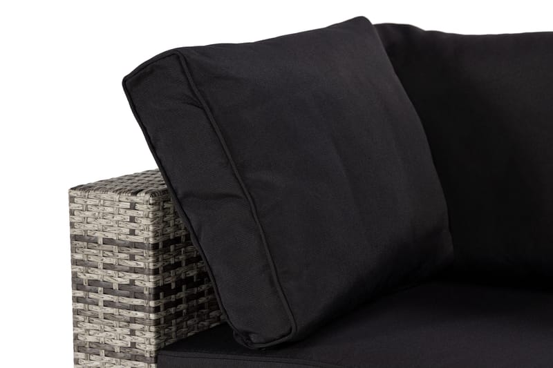 Bahamas Högermodul utomhus 140 cm i konstrotting - Grå / Svarta dynor - Utemöbler - Övrigt utemöbler - Modulsoffa utomhus - Hörnmodul utesoffa