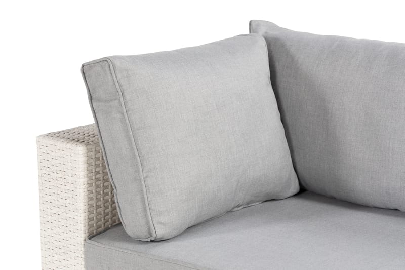 Bahamas Högermodul utomhus 140 cm i konstrotting - Vit / Ljusgrå dynor - Utemöbler - Övrigt utemöbler - Modulsoffa utomhus - Hörnmodul utesoffa