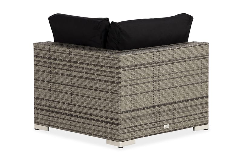 Bahamas Hörnmodul utomhus i konstrotting - Grå / Svarta dynor - Utemöbler - Övrigt utemöbler - Modulsoffa utomhus - Hörnmodul utesoffa