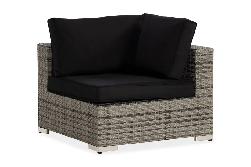 Bahamas Hörnmodul utomhus i konstrotting - Grå / Svarta dynor - Utemöbler - Övrigt utemöbler - Modulsoffa utomhus - Hörnmodul utesoffa