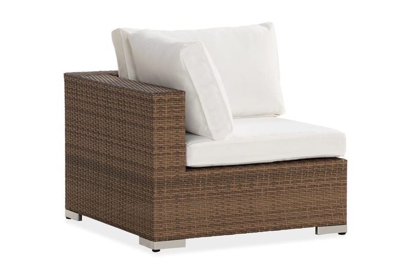 Bahamas Hörnmodul utomhus i konstrotting - Sand / Vita dynor - Utemöbler - Övrigt utemöbler - Modulsoffa utomhus - Hörnmodul utesoffa