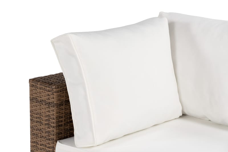 Bahamas Hörnmodul utomhus i konstrotting - Sand / Vita dynor - Utemöbler - Övrigt utemöbler - Modulsoffa utomhus - Hörnmodul utesoffa