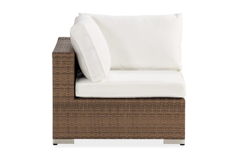 Bahamas Hörnmodul utomhus i konstrotting - Sand / Vita dynor - Utemöbler - Övrigt utemöbler - Modulsoffa utomhus - Hörnmodul utesoffa