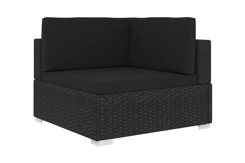 Hörnsits till Modulsoffa Utomhus 1 st med dynor konstrotting svart - Svart - Utemöbler - Övrigt utemöbler - Modulsoffa utomhus - Hörnmodul utesoffa