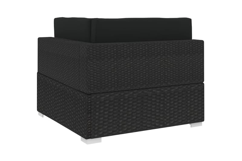Hörnsits till Modulsoffa Utomhus 1 st med dynor konstrotting svart - Svart - Utemöbler - Övrigt utemöbler - Modulsoffa utomhus - Hörnmodul utesoffa